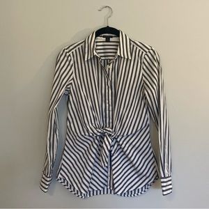 Ann Taylor petite button down tie front top